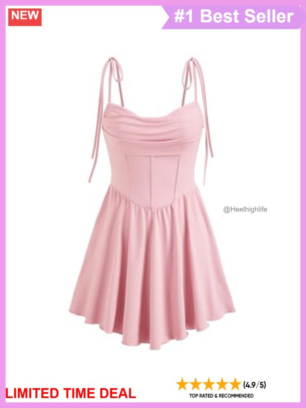 Cowl Neck Tie Up Mini Dress Sleeveless Ruched A Line Party Wedding Guest